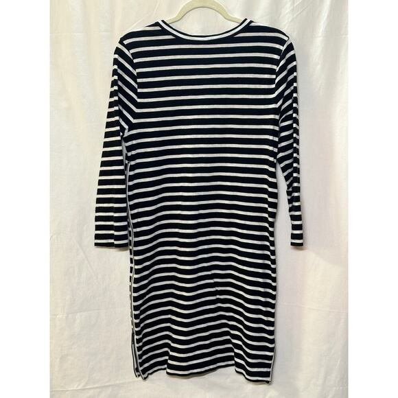 J.Crew Black and White Striped Side-Zip Dress - Size Medium - Picture 2 of 4